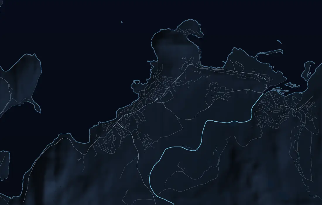 Relief map of Alta and the Altafjord made from SRTM elevation data and OpenStreetMap